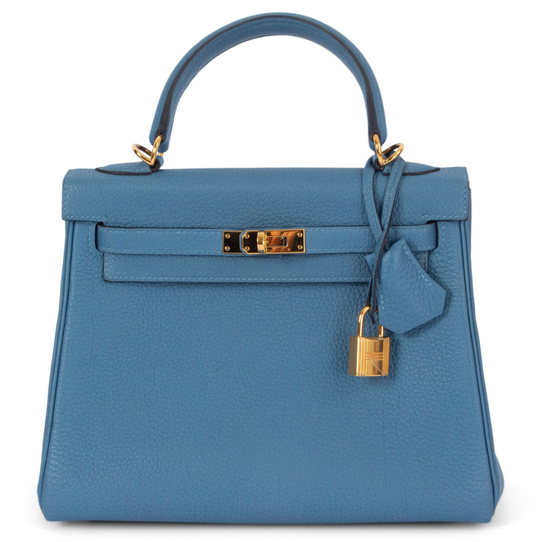 Hermès Kelly 25 Retourne Bag Azur Togo