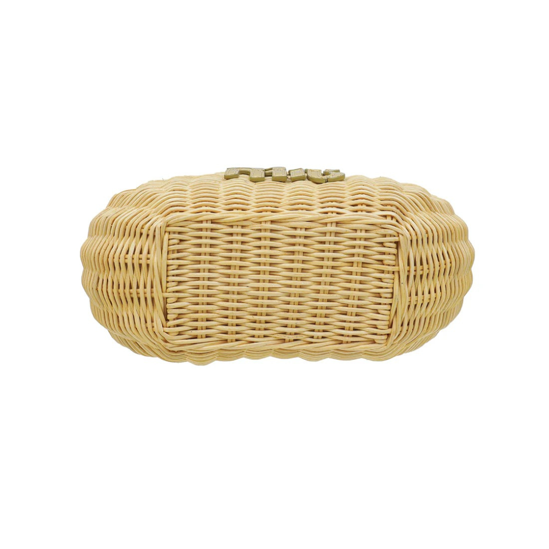 MIU MIU Bicolor Wander Wicker Shoulder Bag