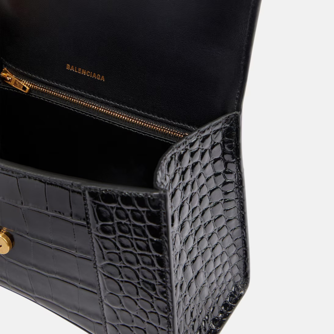 Balenciaga Hourglass Small croc-effect leather crossbody bag