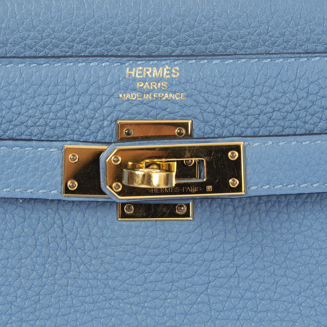 Hermès Kelly 25 Retourne Bag Azur Togo